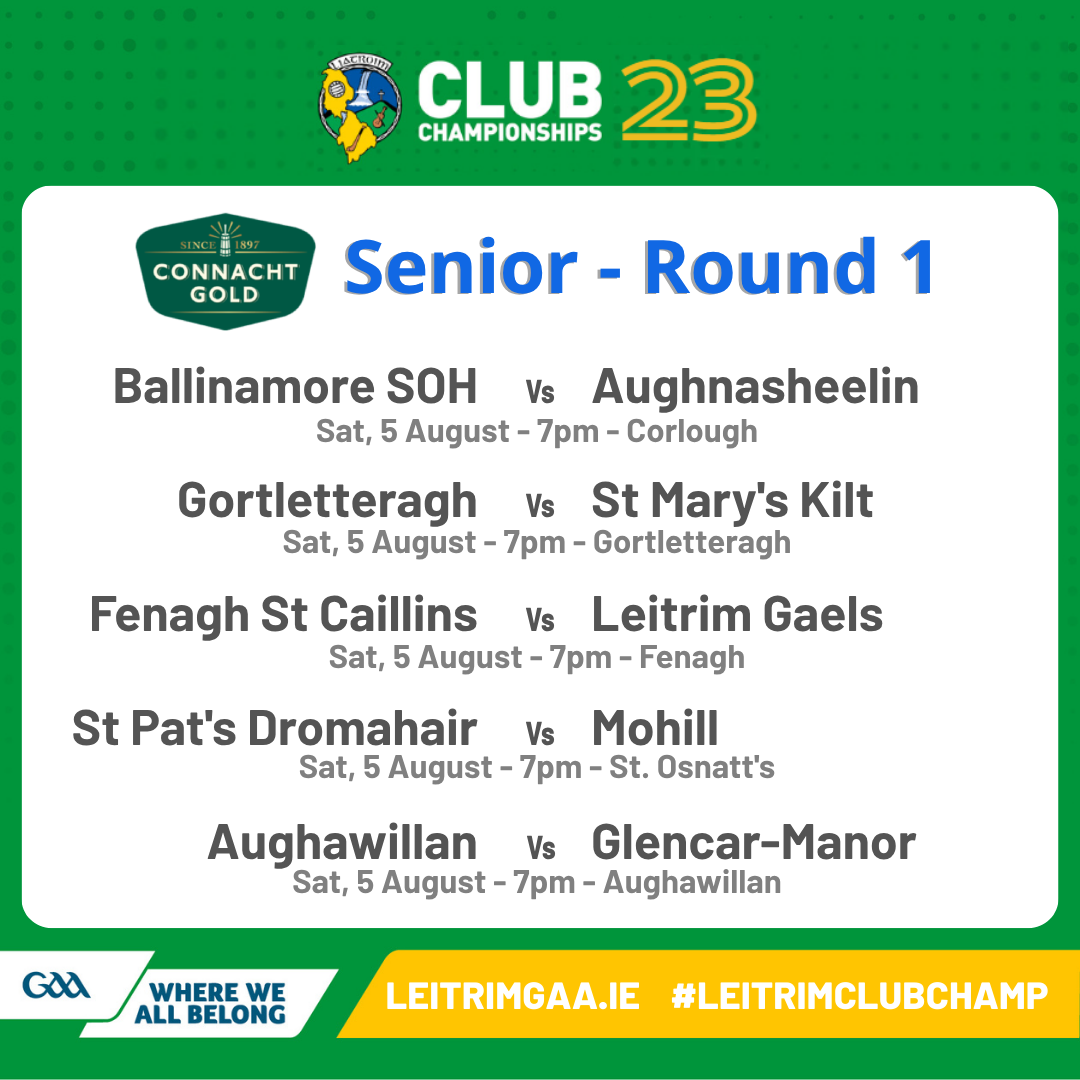 2023 Club Championship Fixtures for Round 1 on w/e 4-5 Aug – » Leitrim GAA  – CLG Liatroma