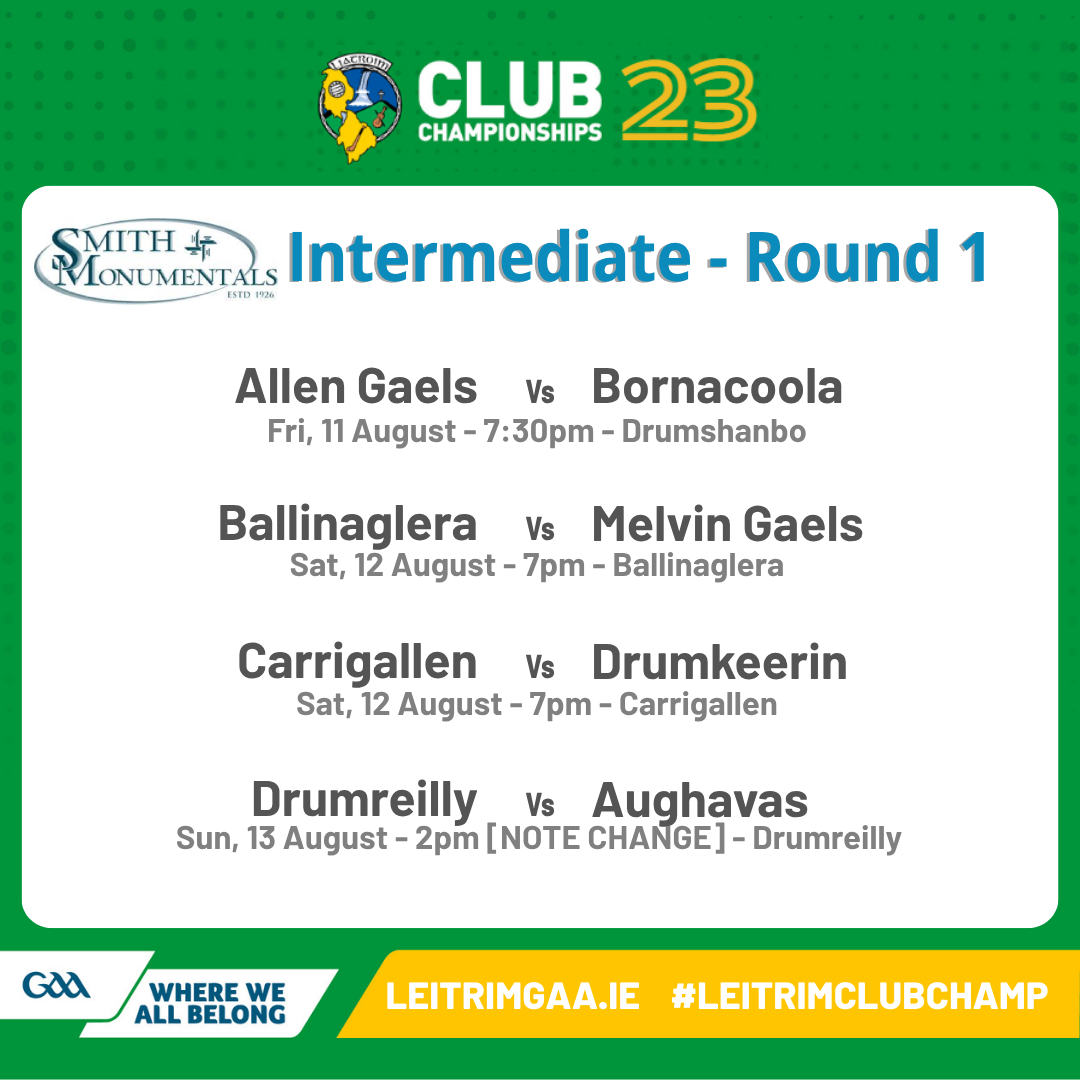 2023 Club Championship Fixtures for Int Round 1 & Senior Round 2