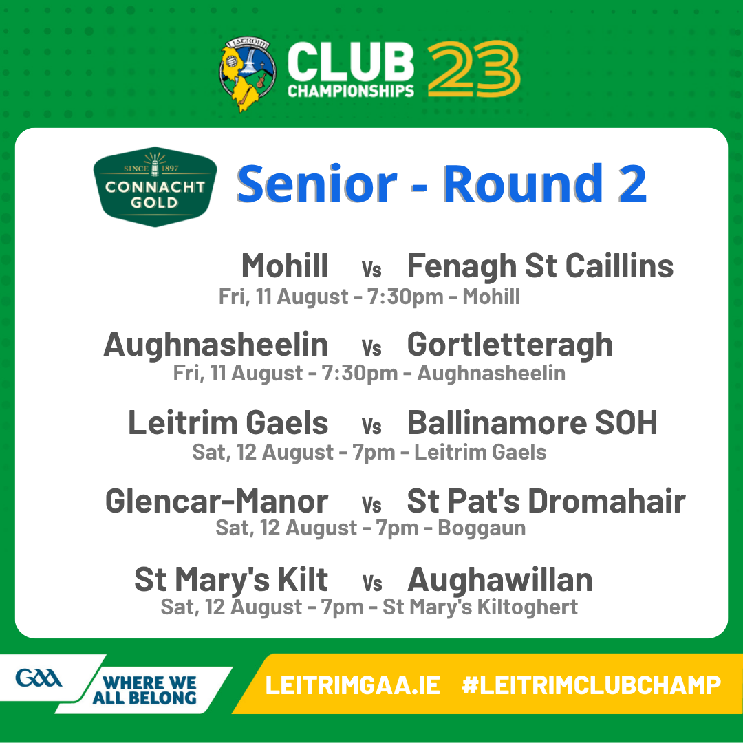 2023 Club Championship Fixtures for Int Round 1 & Senior Round 2